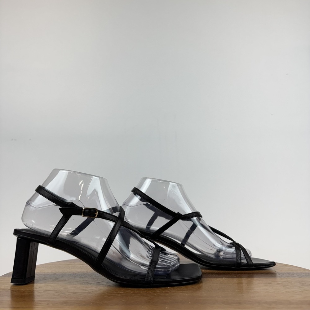 Womens Frame Le Braxton Black Leather Strappy Slingback Heeled Sandals Size 38